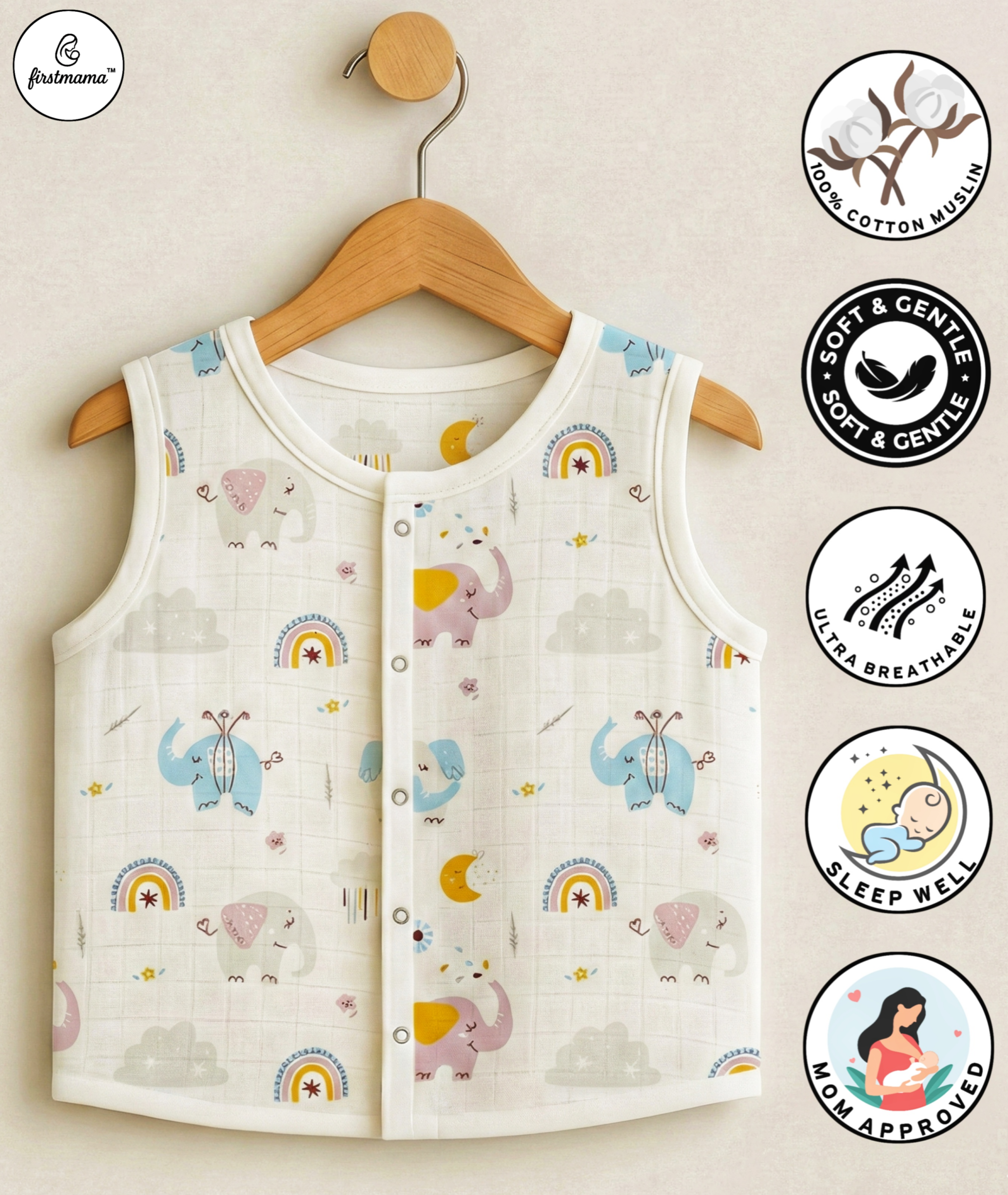 FirstMama™ Muslin Jabla Value Pack (NB) – 3 Prints | 100% Cotton - Image 2