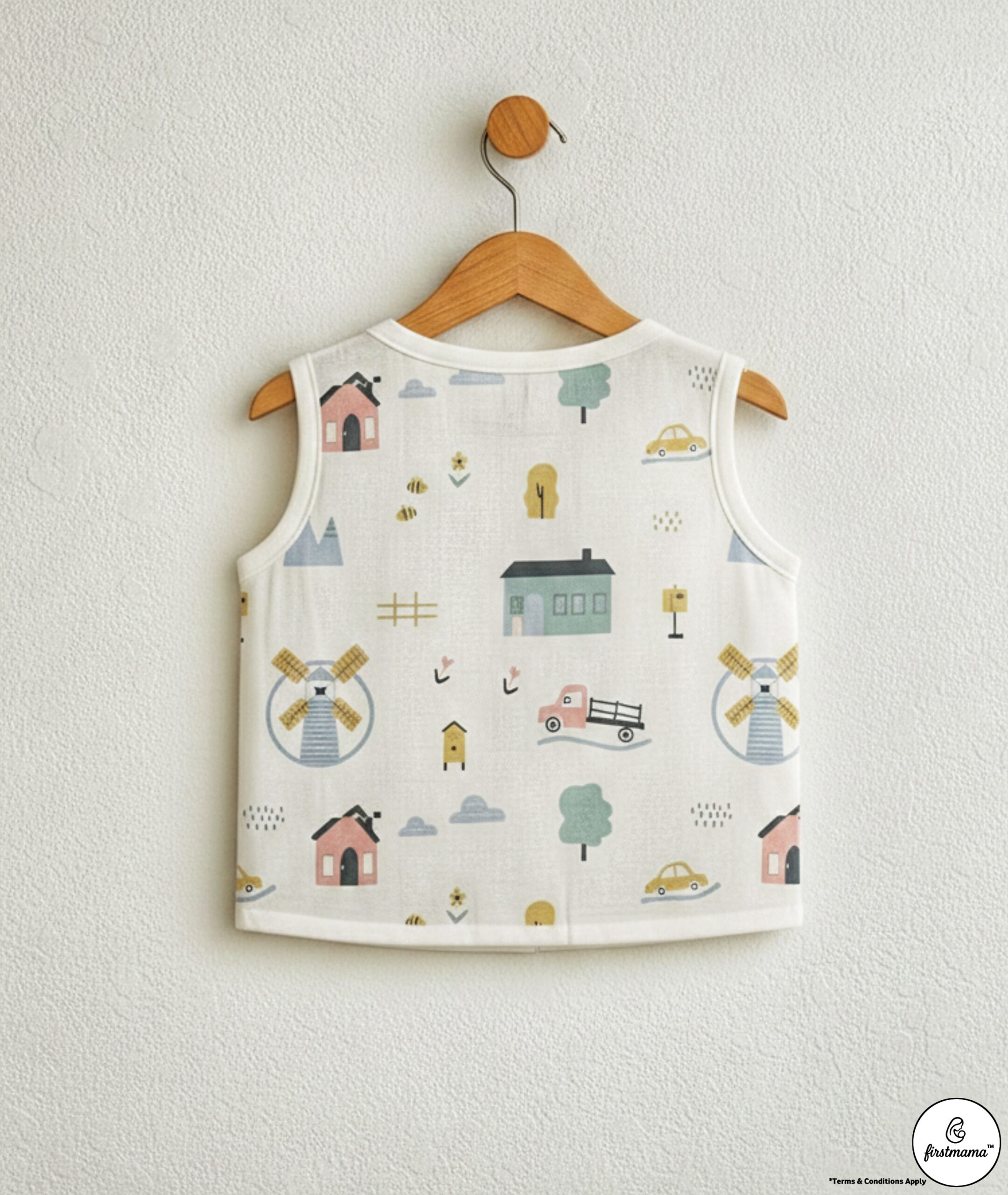 Firstmama™ Little Village Tales Muslin Button Jabla (NB) – 100% Cotton - Image 4
