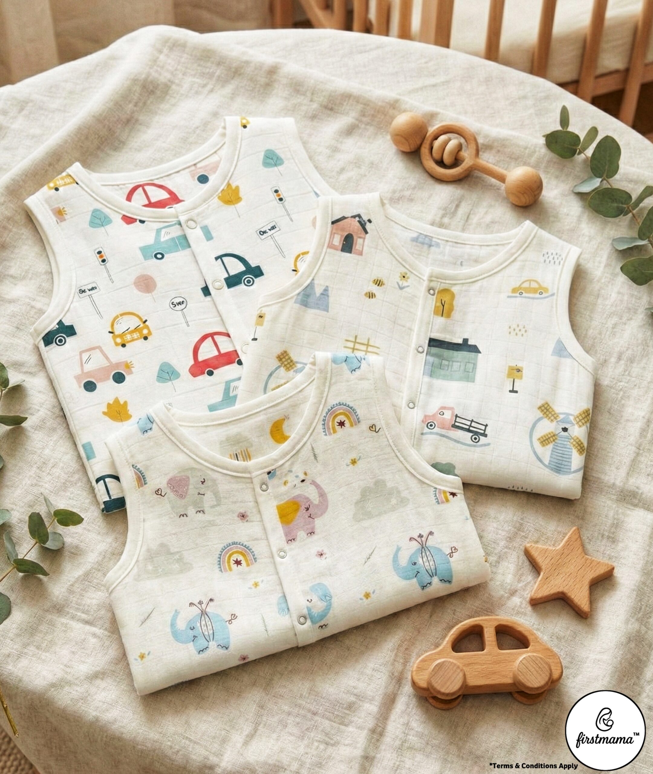 FirstMama™ Muslin Jabla Value Pack (NB) – 3 Prints | 100% Cotton