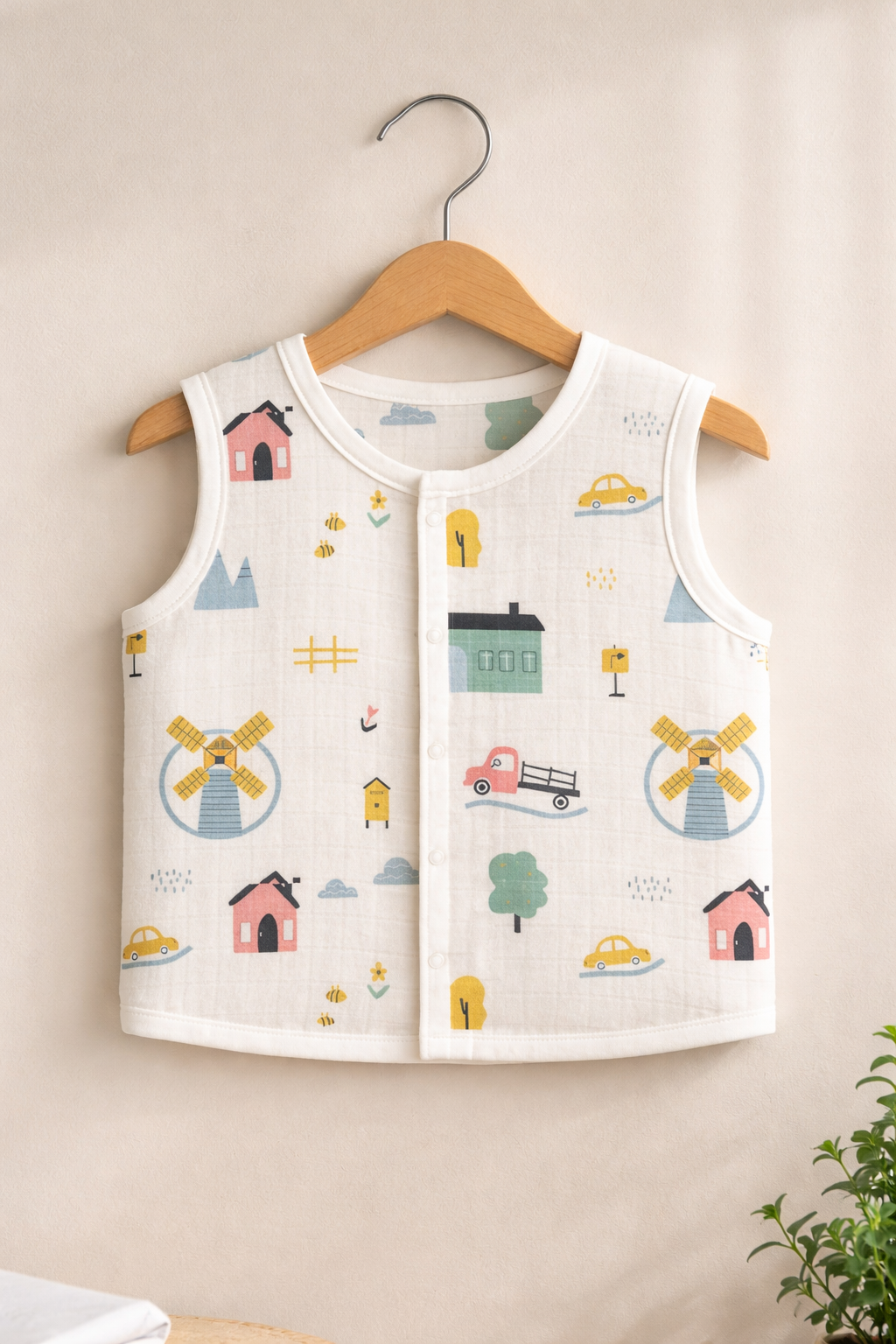 Firstmama™ Little Village Tales Muslin Button Jabla (NB) – 100% Cotton